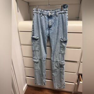 Zara light rinse cargo jeans